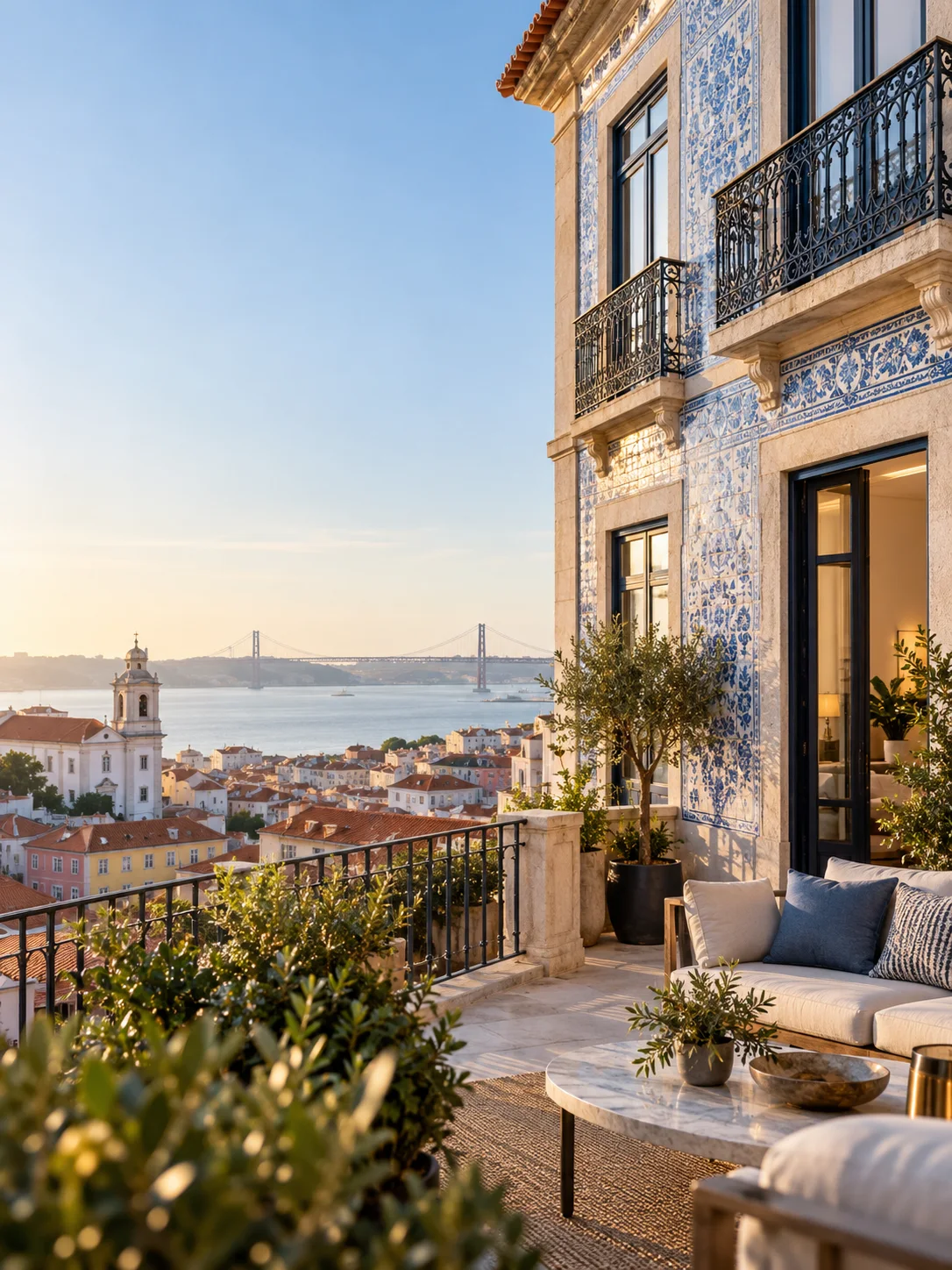 Không gian sống tại Lisbon nhìn ra sông Tagus, hình ảnh đại diện Golden Visa Bồ Đào Nha