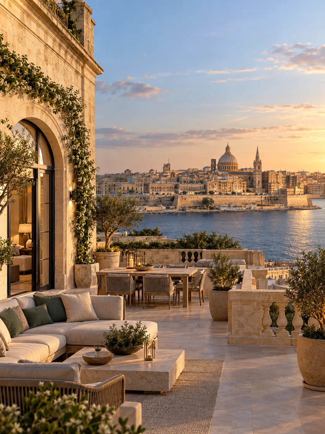 Không gian sống bằng đá vôi nhìn ra Valletta, hình ảnh đại diện chương trình thường trú nhân Malta